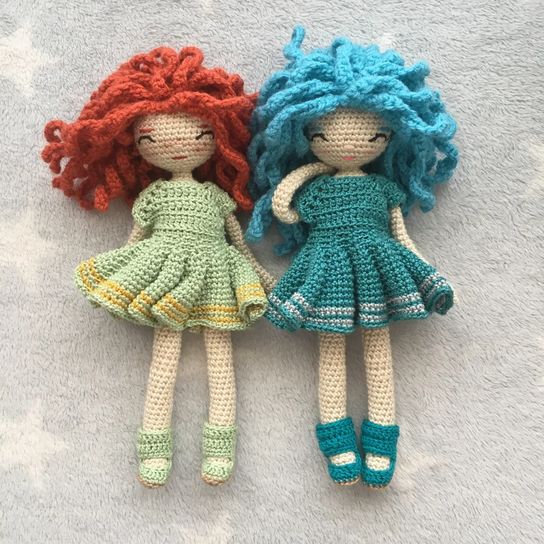 Mia crochet doll pattern two amigurumi dolls